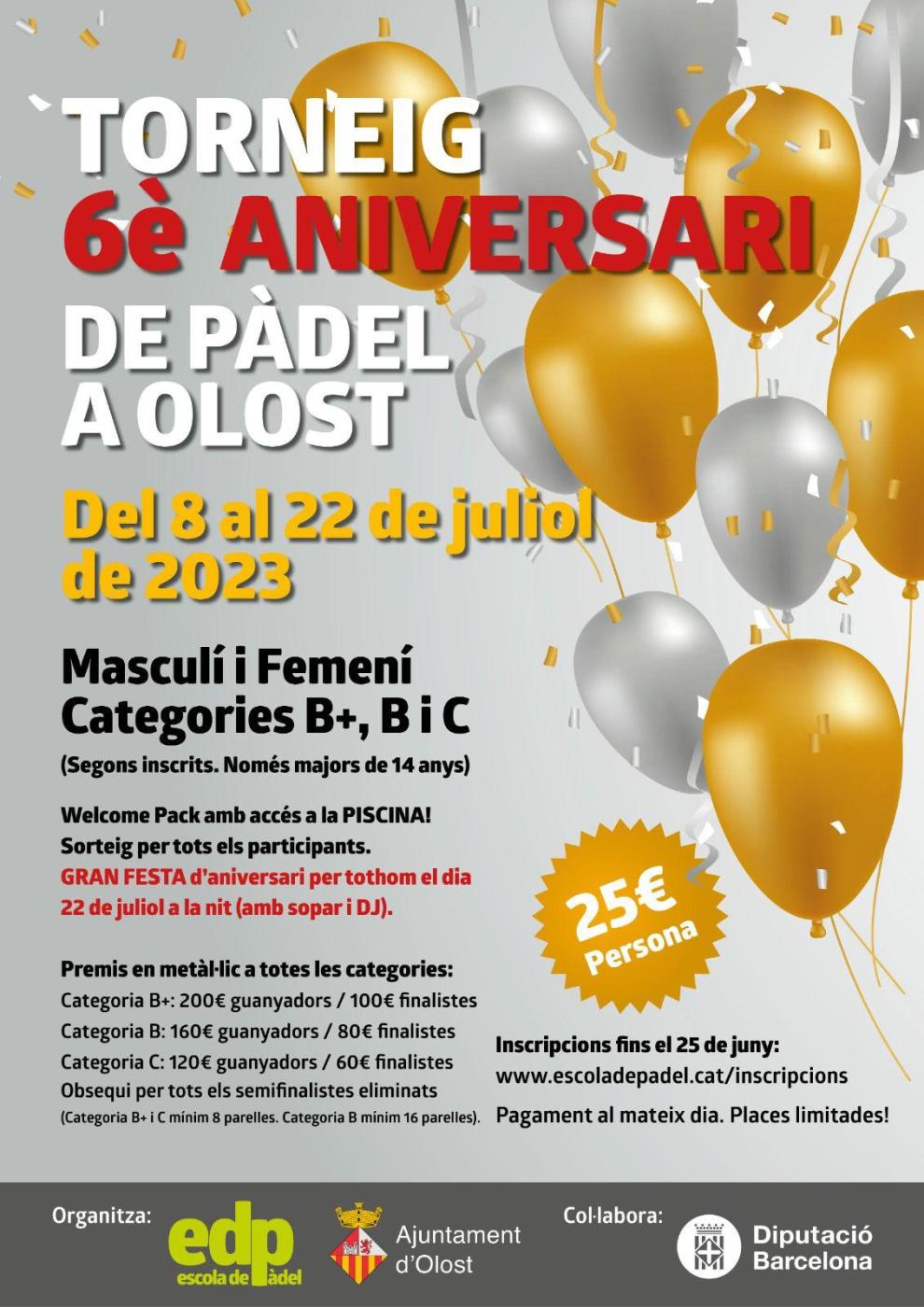 Torneig 6è aniversari de pàdel a Olost